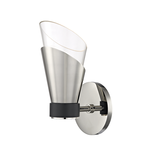 Mitzi by Hudson Valley Lighting Angie Wall Sconce Polished Nickel, Black