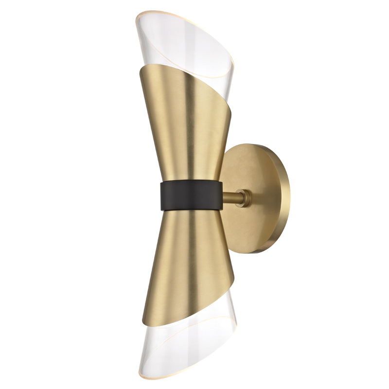 Mitzi by Hudson Valley Lighting Angie Wall Sconce Aged Brass, Black