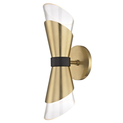 Mitzi by Hudson Valley Lighting Angie Wall Sconce Aged Brass, Black