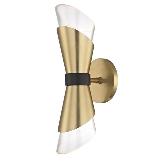Mitzi by Hudson Valley Lighting Angie Wall Sconce Aged Brass, Black
