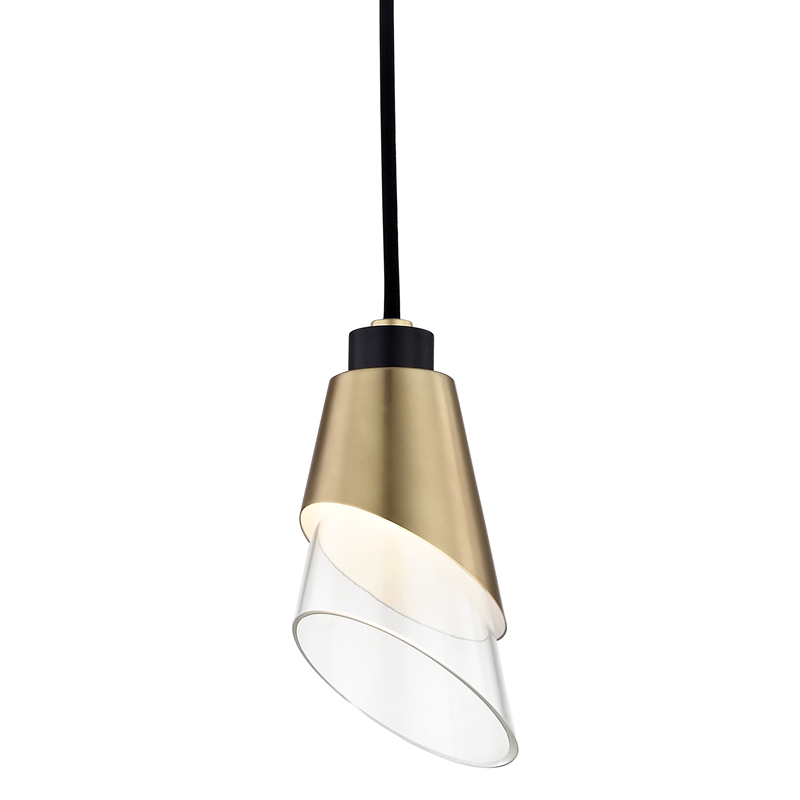 Mitzi by Hudson Valley Lighting Angie Pendant Aged Brass, Black