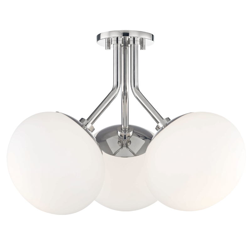 Mitzi by Hudson Valley Lighting Estee Semi-Flush Mount Nickel, Polished Nickel