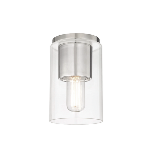Mitzi by Hudson Valley Lighting Lula Flush Mount Nickel, Polished Nickel
