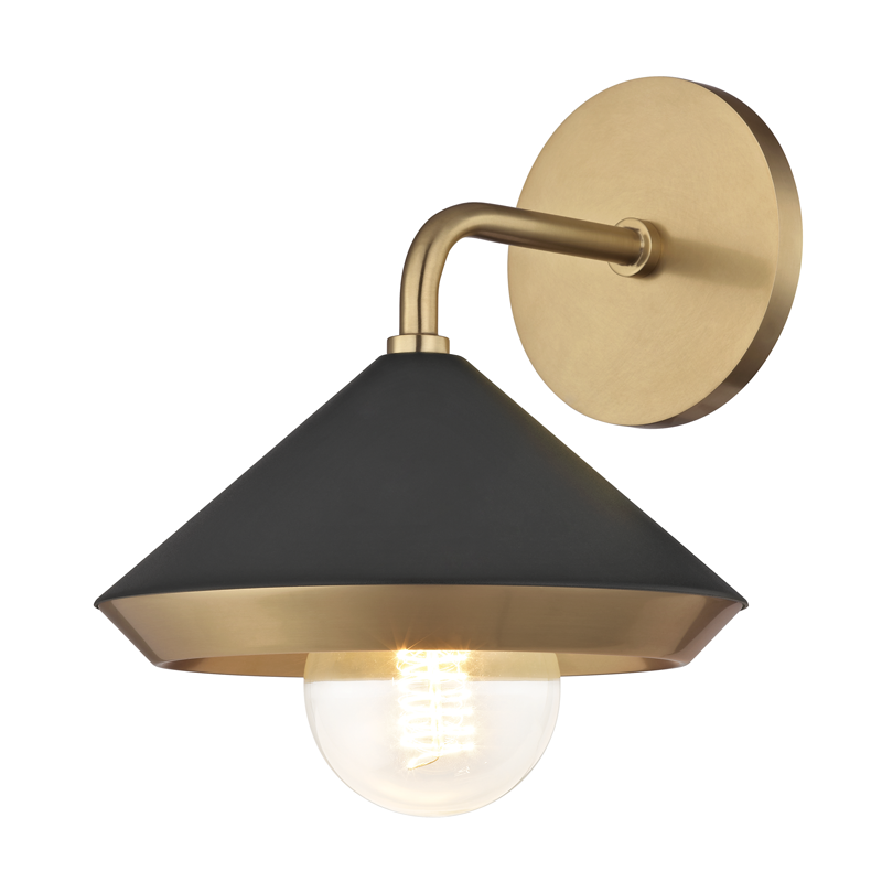 Mitzi by Hudson Valley Lighting Marnie Wall Sconce Aged Brass, Black