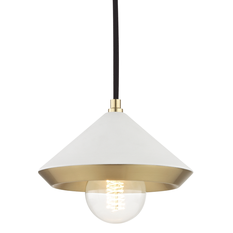 Mitzi by Hudson Valley Lighting Marnie Small Pendant Antique Brass, Aged Brass, Off White