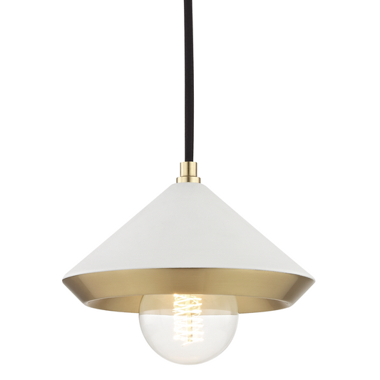 Mitzi by Hudson Valley Lighting Marnie Small Pendant Antique Brass, Aged Brass, Off White