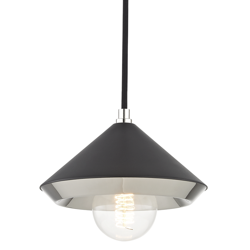 Mitzi by Hudson Valley Lighting Marnie Small Pendant Polished Nickel, Black