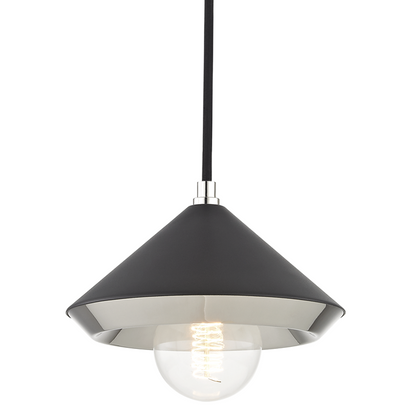 Mitzi by Hudson Valley Lighting Marnie Small Pendant Polished Nickel, Black