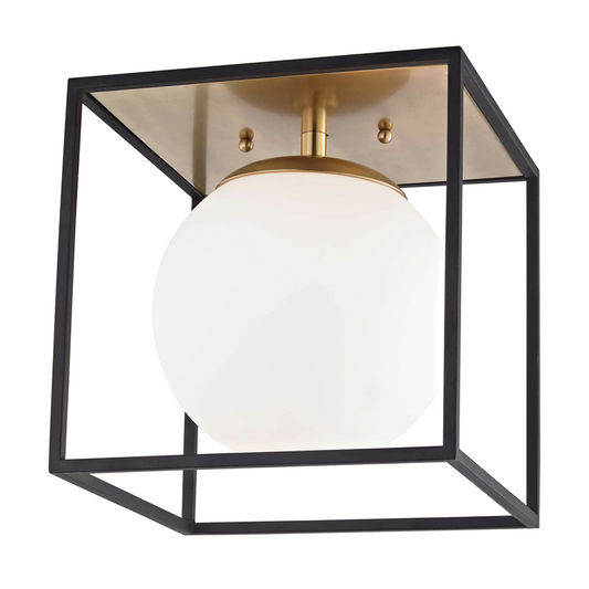 Mitzi by Hudson Valley Lighting Aira Flush Mount Aged Brass, Black