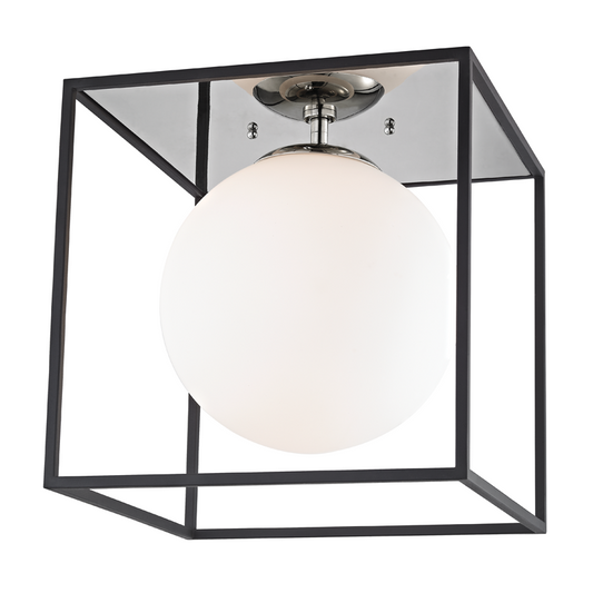 Mitzi by Hudson Valley Lighting Aira Large Flush Mount Polished Nickel, Black