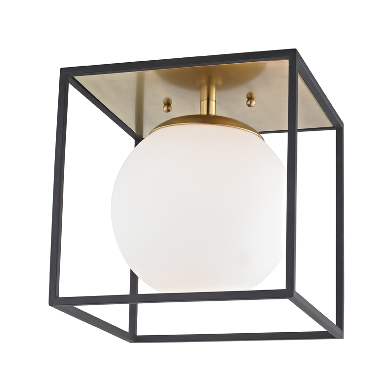 Mitzi by Hudson Valley Lighting Aira Flush Mount Aged Brass, Black