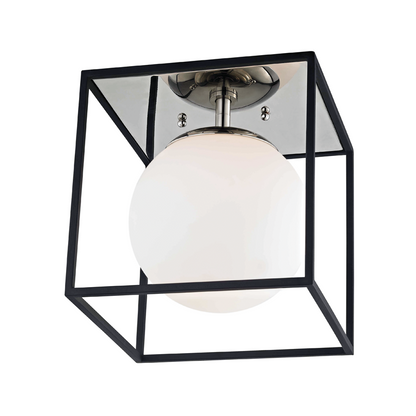 Mitzi by Hudson Valley Lighting Aira Flush Mount Polished Nickel, Black