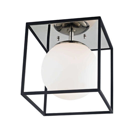 Mitzi by Hudson Valley Lighting Aira Flush Mount Polished Nickel, Black