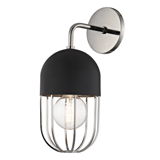 Mitzi by Hudson Valley Lighting Haley Wall Sconce Polished Nickel, Black