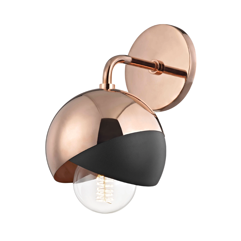Mitzi by Hudson Valley Lighting Emma Wall Sconce Polished Copper, Black