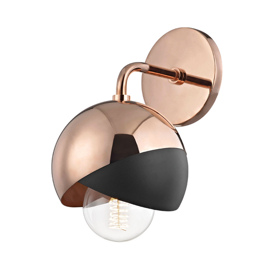 Mitzi by Hudson Valley Lighting Emma Wall Sconce Polished Copper, Black
