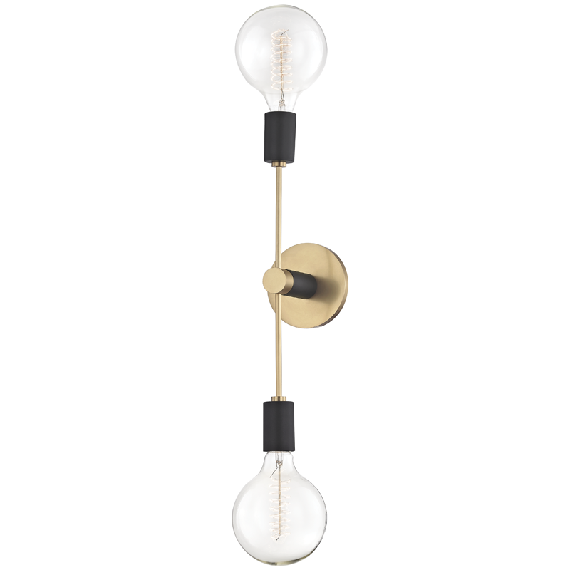 Mitzi by Hudson Valley Lighting Astrid Wall Sconce Aged Brass, Black