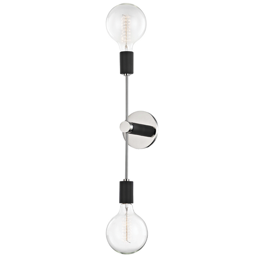 Mitzi by Hudson Valley Lighting Astrid Wall Sconce Polished Nickel, Black