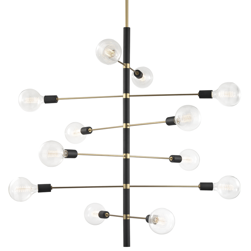 Mitzi by Hudson Valley Lighting Astrid Chandelier Aged Brass, Black