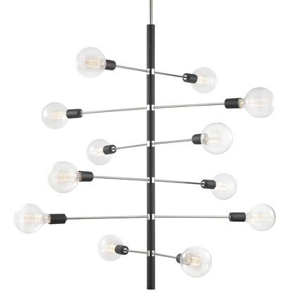 Mitzi by Hudson Valley Lighting Astrid Chandelier Polished Nickel, Black