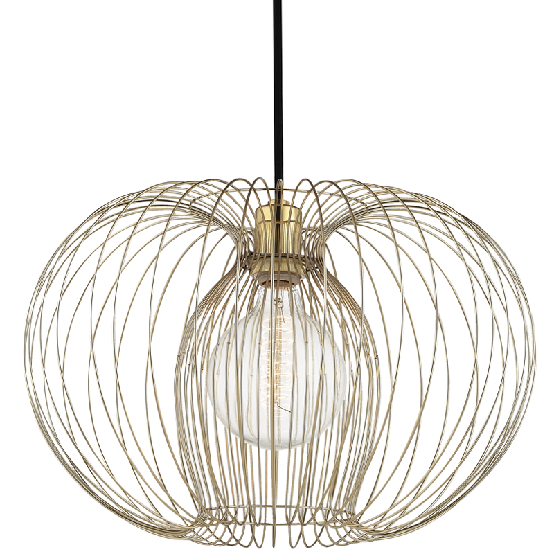 Mitzi by Hudson Valley Lighting Jasmine Pendant, 1-Light, Large, Polished Brass, 17"W (H181701L-PB 608QDRX) Polished Brass