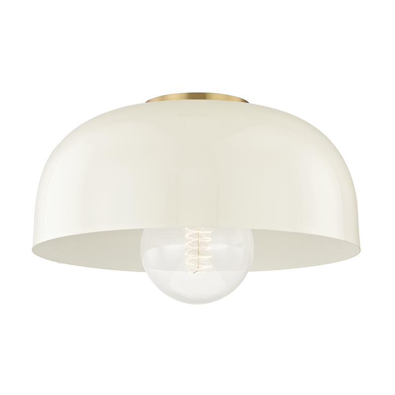 Mitzi by Hudson Valley Lighting Avery Semi-Flush Mount Aged Brass, Cream