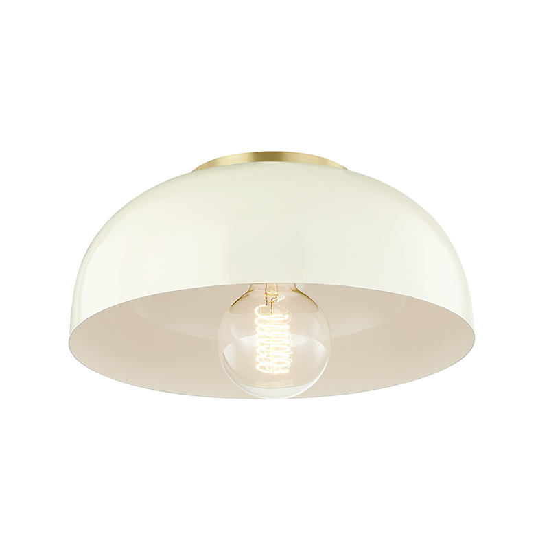 Mitzi by Hudson Valley Lighting Avery Semi-Flush Mount Aged Brass, Cream