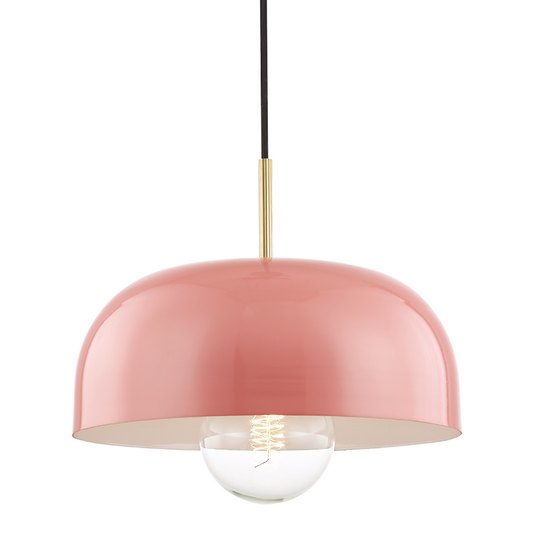 Mitzi by Hudson Valley Lighting Avery Large Pendant Aged Brass, Pink