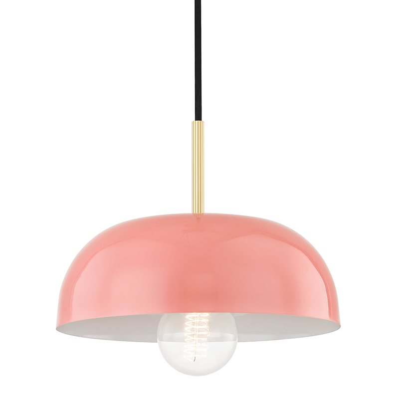 Mitzi by Hudson Valley Lighting Avery Small Pendant Aged Brass, Pink
