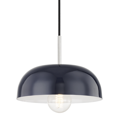 Mitzi by Hudson Valley Lighting Avery Small Pendant Polished Nickel, Navy