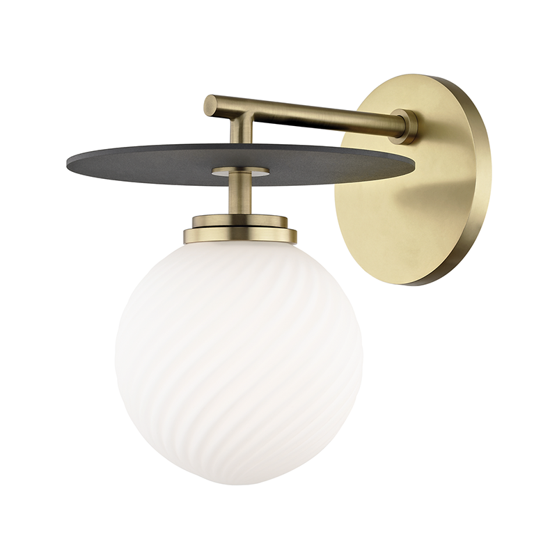 Mitzi by Hudson Valley Lighting Ellis Wall Sconce Aged Brass, Black