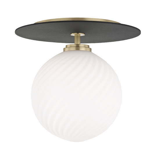 Mitzi by Hudson Valley Lighting Ellis Large Flush Mount Aged Brass, Black