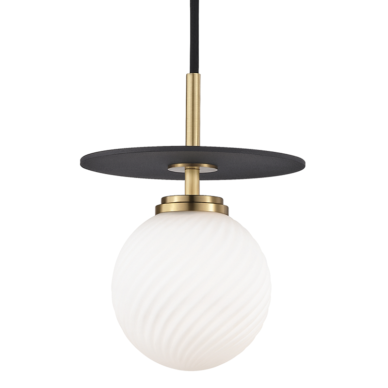 Mitzi by Hudson Valley Lighting Ellis Small Pendant Aged Brass, Black