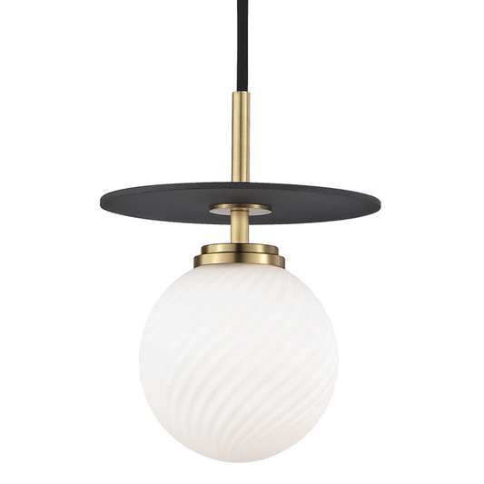 Mitzi by Hudson Valley Lighting Ellis Small Pendant Aged Brass, Black