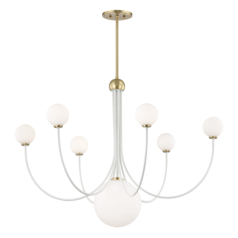 Mitzi by Hudson Valley Lighting Coco Chandelier Antique Brass, Aged Brass, Off White