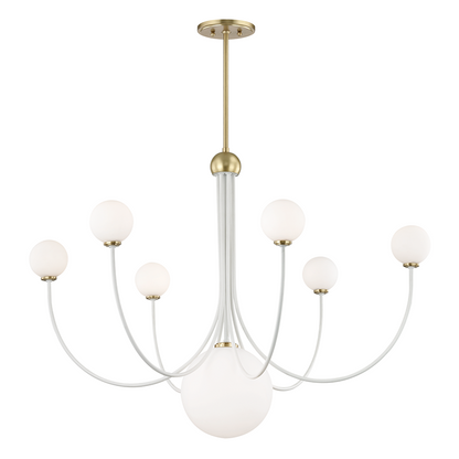 Mitzi by Hudson Valley Lighting Coco Chandelier Antique Brass, Aged Brass, Off White