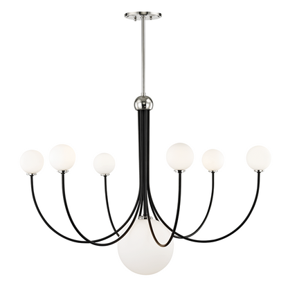 Mitzi by Hudson Valley Lighting Coco Chandelier Polished Nickel, Black