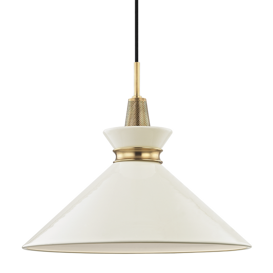 Mitzi by Hudson Valley Lighting Kiki Pendant Aged Brass, Black, Cream