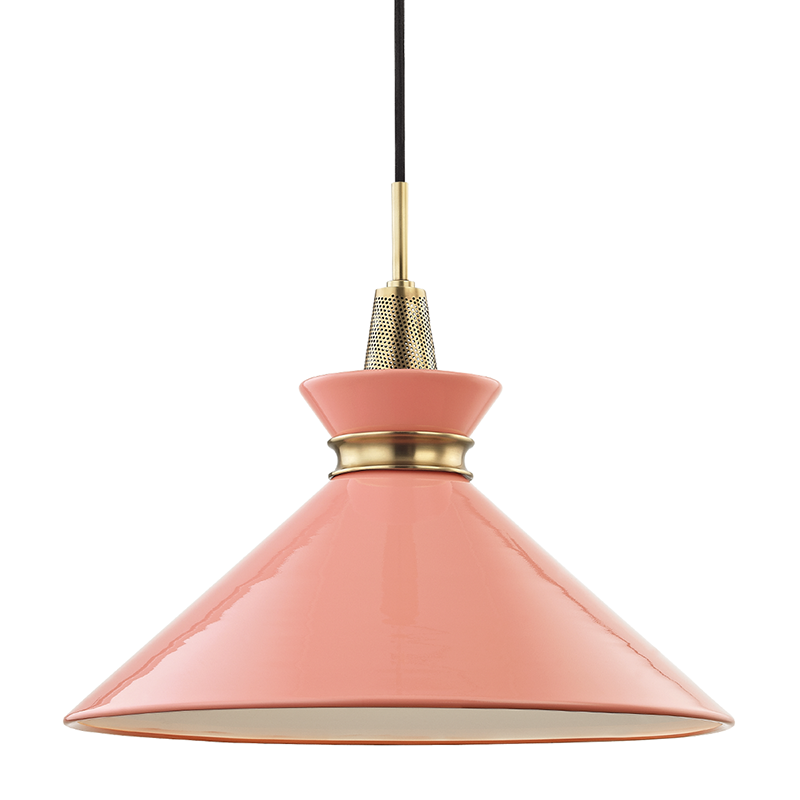 Mitzi by Hudson Valley Lighting Kiki Large Pendant Aged Brass, Pink