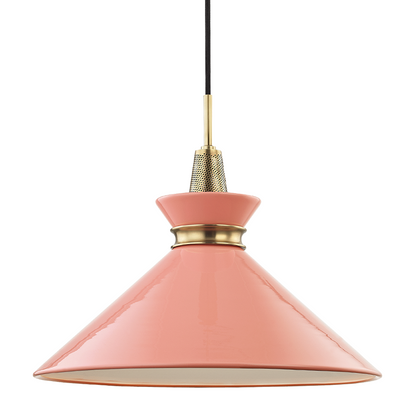 Mitzi by Hudson Valley Lighting Kiki Large Pendant Aged Brass, Pink