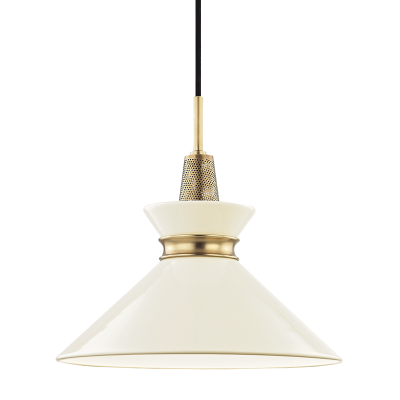 Mitzi by Hudson Valley Lighting Kiki Pendant Aged Brass, Black, Cream