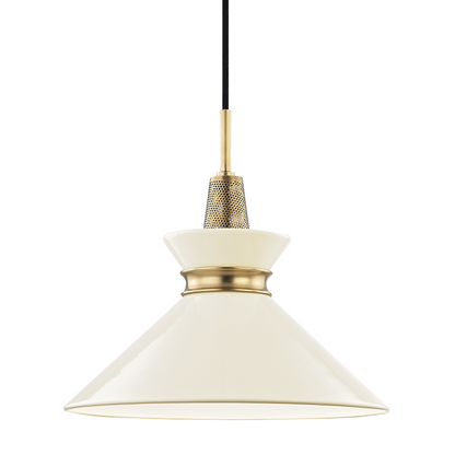 Mitzi by Hudson Valley Lighting Kiki Pendant Aged Brass, Black, Cream