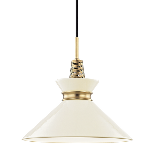 Mitzi by Hudson Valley Lighting Kiki Pendant Aged Brass, Black, Cream