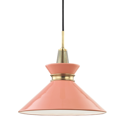 Mitzi by Hudson Valley Lighting Kiki Small Pendant Aged Brass, Pink