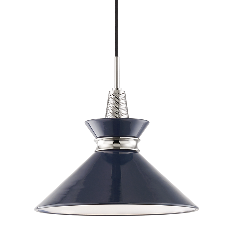 Mitzi by Hudson Valley Lighting Kiki Small Pendant Polished Nickel, Navy