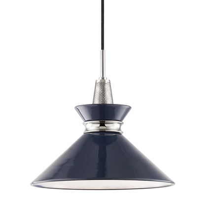 Mitzi by Hudson Valley Lighting Kiki Small Pendant Polished Nickel, Navy