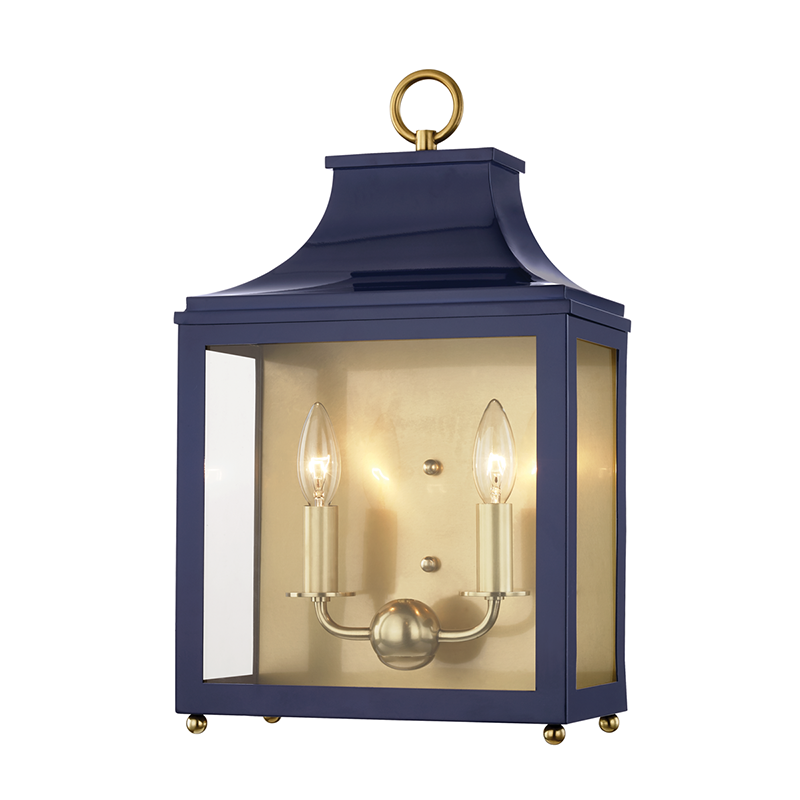 Mitzi by Hudson Valley Lighting Leigh Wall Sconce Aged Brass, Navy