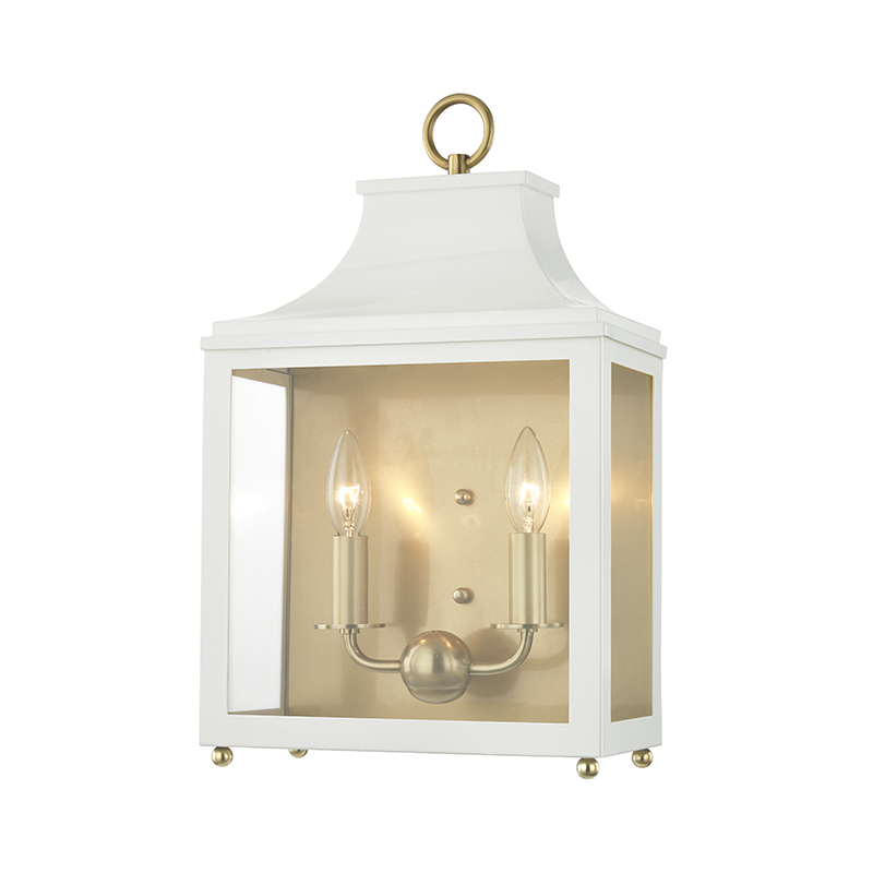 Mitzi by Hudson Valley Lighting Leigh Wall Sconce Antique Brass, Aged Brass, Off White