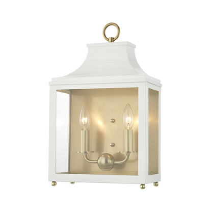 Mitzi by Hudson Valley Lighting Leigh Wall Sconce Antique Brass, Aged Brass, Off White