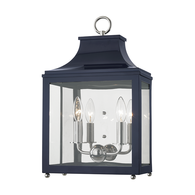 Mitzi by Hudson Valley Lighting Leigh Wall Sconce Polished Nickel, Navy